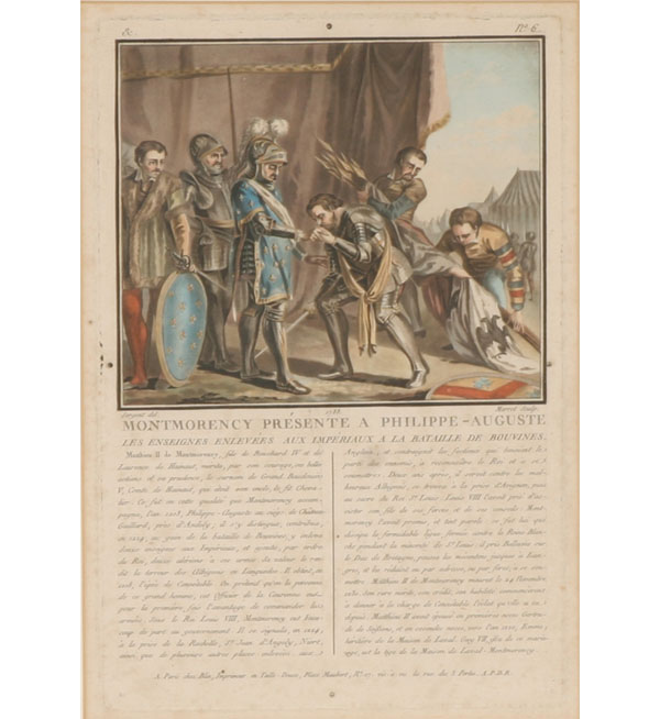 French 18th century book plates depicting decisive battles King Philippe