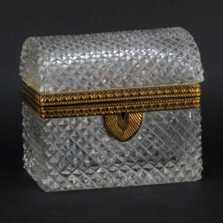 Antique Baccarat Style Crystal Casket Form Box Antique Baccarat Style