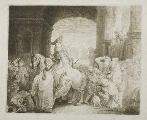 REMBRANDT VAN RIJN The Triumph of Mordecai Etching and aquatint