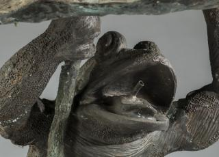 Cast bronze figural toad fountain 49 h Figural toad fountain