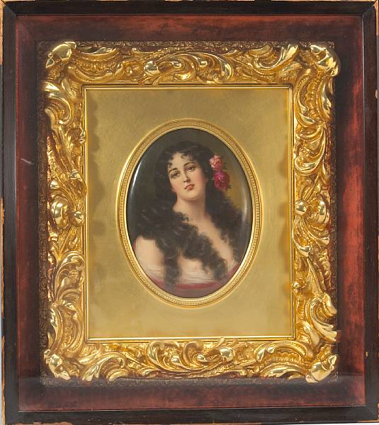 A Berlin K P M porcelain plaque of a beauty