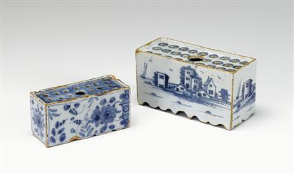 Two Delft blue and white flower bricks 18th century The