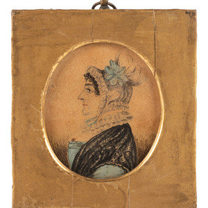 A Miniature Silhouette Portrait of a Woman Manner of J