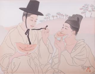 Paul Jacoulet Woodblock Print Paul Jacoulet 1896 1960 Les Pasteques
