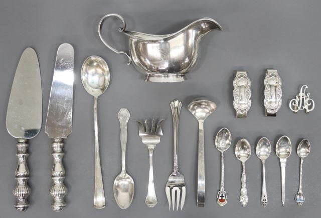 lot of 16 Sterling silver tableware highlights include 1 Frank