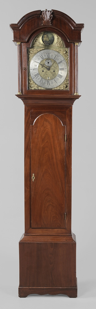 Chippendale Mahogany Tall Case Clock dial signed Raven and Hexham
