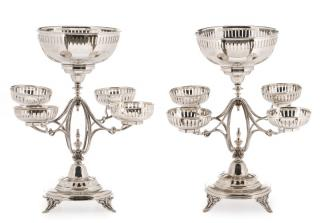 Pair Continental Silver Plate 5 Continental 20th century A pair
