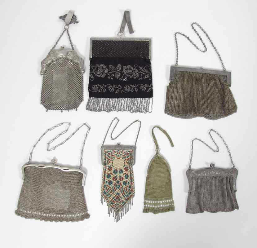7 PC VINTAGE MESH AND BEADED PURSES To include 2
