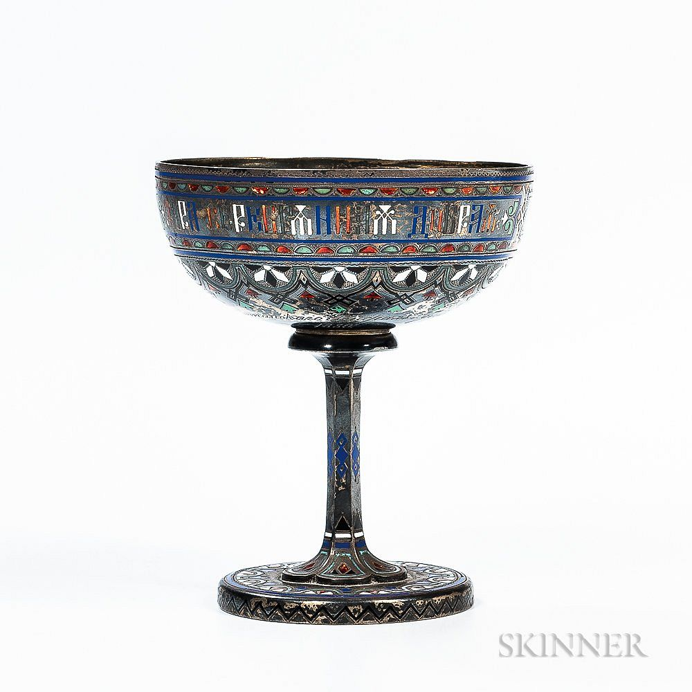 Russian 916 Silver and Champleve Enamel Goblet Russian 916 Silver