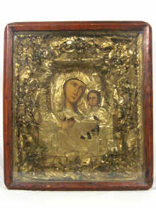 Russian Interest A 19th century Icon of the Virgin and