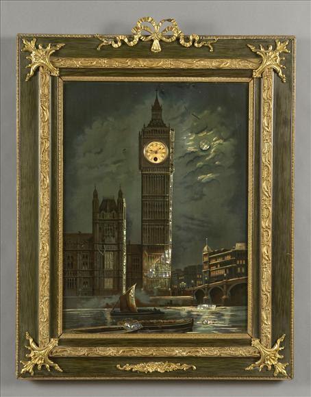 A picture clock unsigned late 19th century With a printed