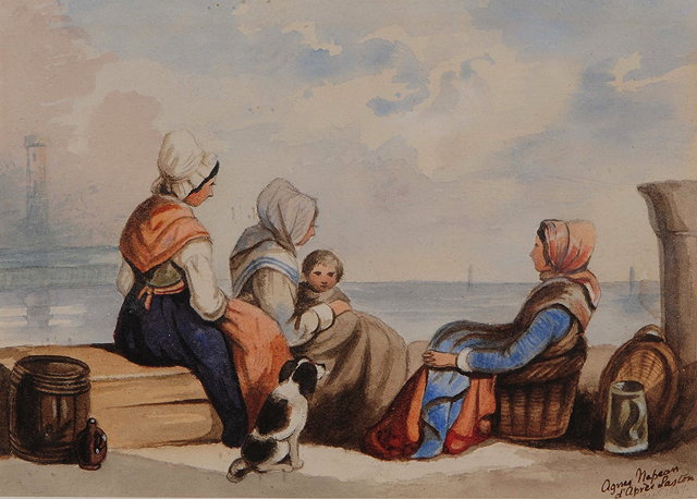 AGNES NAPEAN 19TH CENTURY Scene on the pier at Boulogne