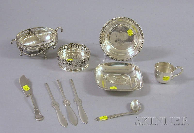 Ten Assorted Silver Table and Flatware Items including a 800