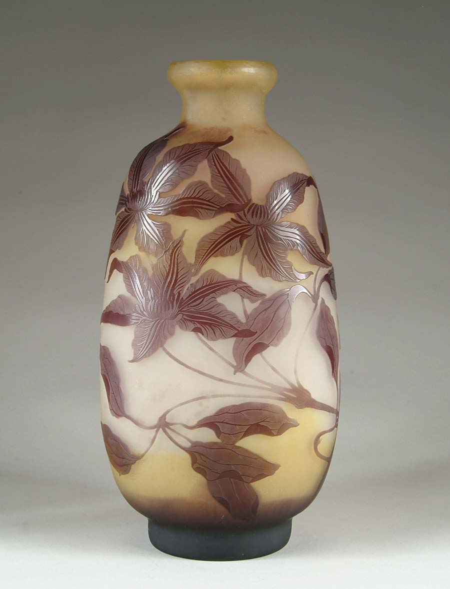 IMPRESSIVE GALLE CLEMATIS VASE Large and impressive French cameo vase
