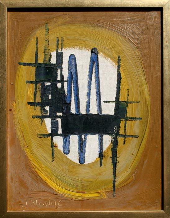 KHALIFE Jean Lebanese 1925 1978 Mustard and dark blue abstract