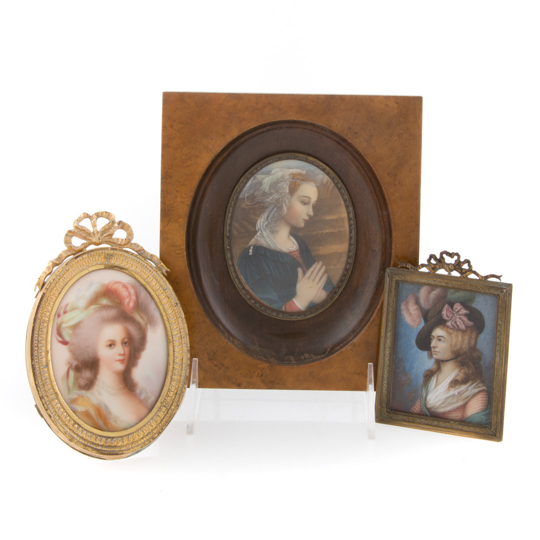Three Continental portrait miniatures including Madonna after Filippo Lippi gouache