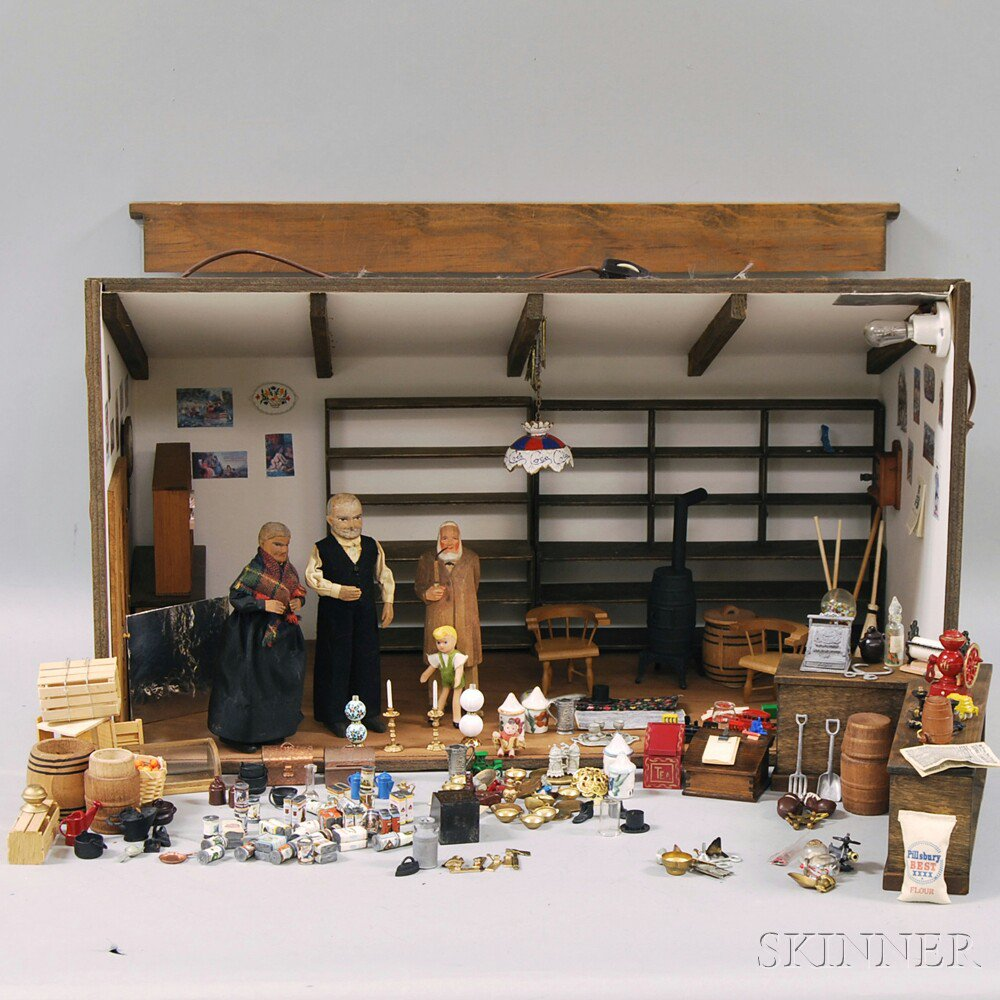 Wooden Diorama of a Country Store with a number of