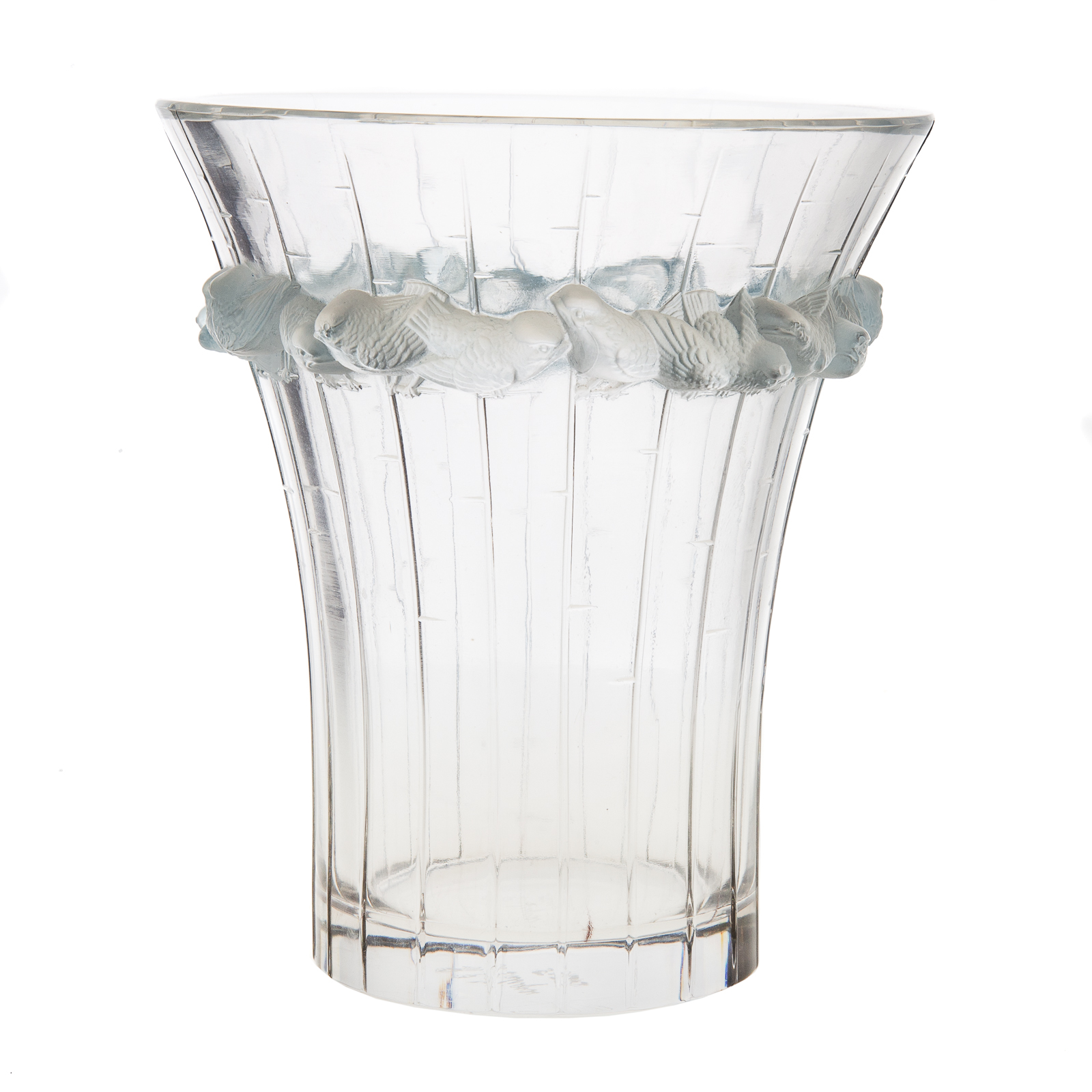 RENE LALIQUE OPALESCENT BOULOURIS VASE Circa 1930 35 beaker form