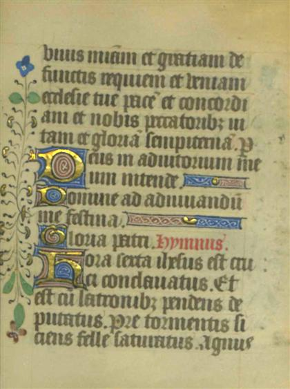1 piece Gilt Illuminated Christian Manuscript Leaf on Vellum Ca