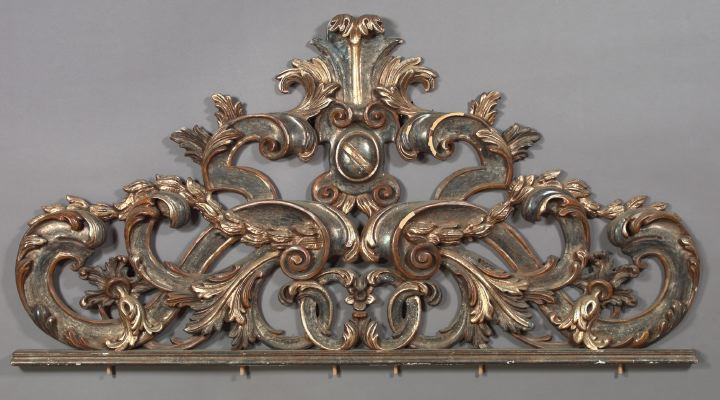 Large Italian Carved Parcel Argente and Parcel Ebonized Wood Supra