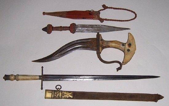 A European dagger with turned ivory handle and chamois clad