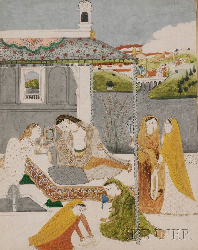 Indian Miniature Painting 19th century ink and colors on paper