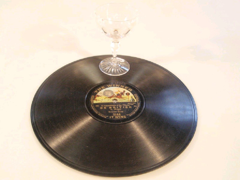 A cut port wineglass decorated with the flag of the