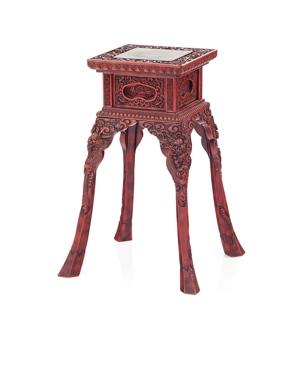 CARVED CINNABAR LACQUER INCENSE STAND QING DYNASTY 19TH CENTURY the