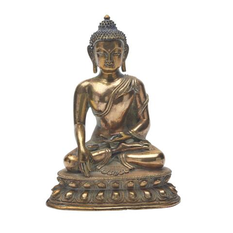 Gilt Bronze Figure of Buddha Akshobya Tibet 18th Century Seated