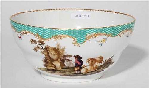 BOWL WITH BUCOLIC SCENE Meissen circa 1770 Two scenes with