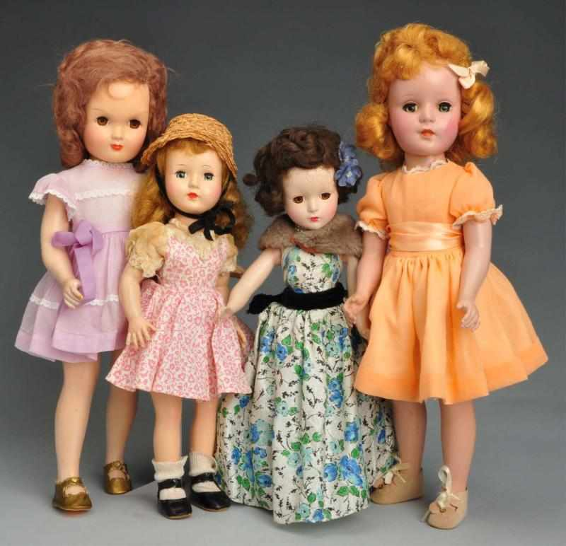 Lot of 4 Hard Plastic Dolls Description Arranbee Nanette redressed