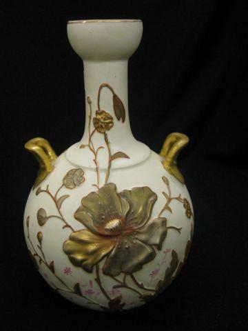 Royal Devon Porcelain Vase raised gold floral on ivory 9