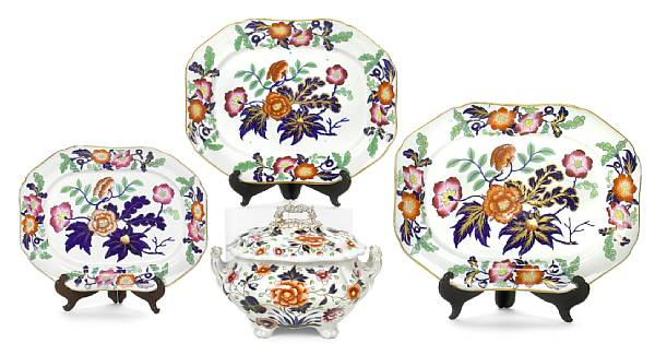 A set of three English ironstone graduated platters and a