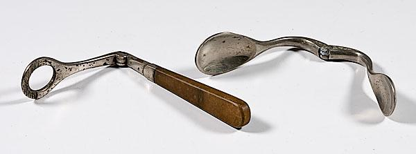 FOLDING TONGUE DEPRESSORS lot of two late 19th century tongue