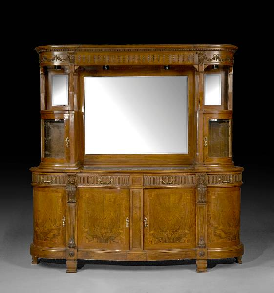 A Continental mixed hardwood sideboard late 19th century The upper