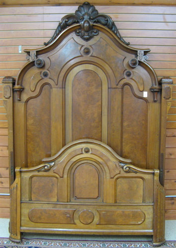 VICTORIAN WALNUT BEDSTEAD WITH RAILS Renaissance Revival American c 1865