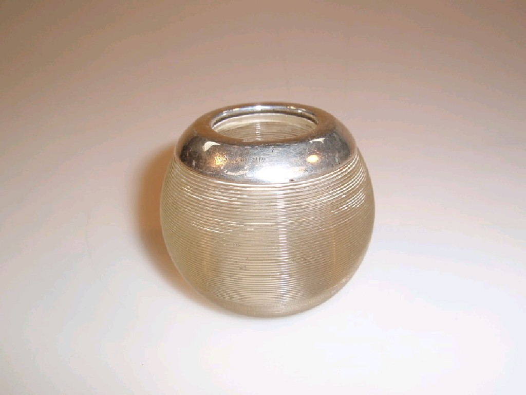 A silver mounted glass match striker