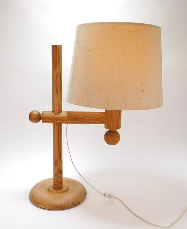 Luxus MCM Wood Lucite Table Lamp Sweden 20th Century Turned