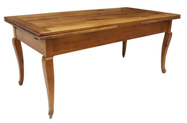 French Provincial fruitwood draw leaf table early 20th c plank