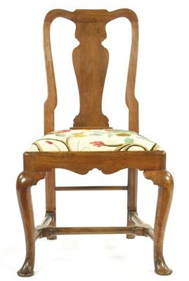 A George I walnut sidechair the shaped top rail with