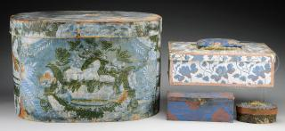 HANNAH DAVIS BAND BOX TOGETHER WITH THREE WALLPAPER BOXES 1820