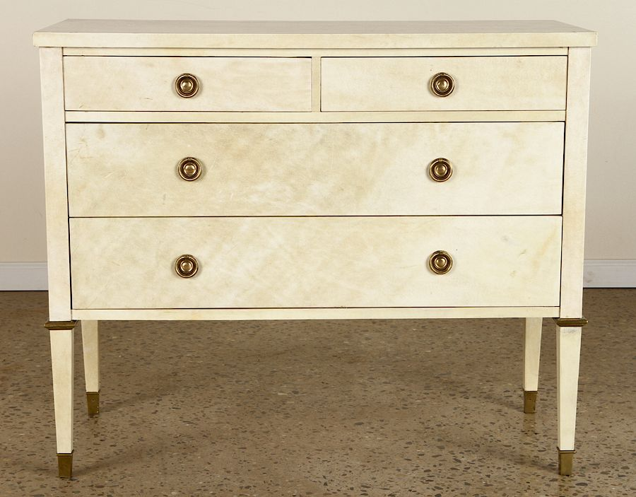 PARCHMENT COVERED COMMODE MANNER SAMUEL MARX 1950 A parchment covered