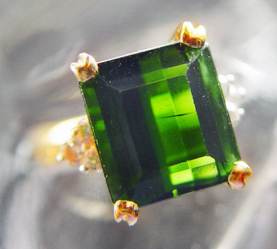 5 CT TOURMALINE 25 CTW DIAMOND RING 14K yellow gold