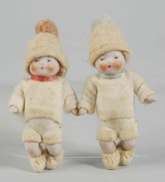 Lot of 2 German All Bisque Candy Babies in Box