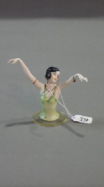 A German porcelain half doll of a dancer the arms