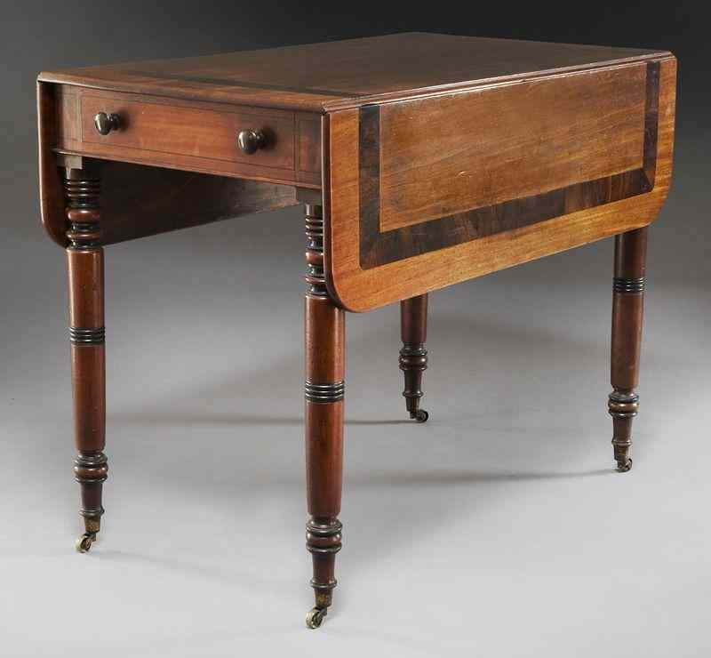 Mahogany Pembroke table the drop leaves withrounded corners the top