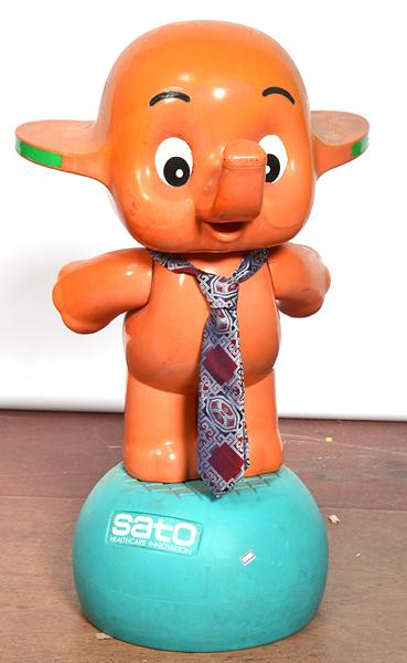 JAPANESE ORANGE PLASTIC ELEPHANT ADVERTISING DISPLAY 94cm high JAPANESE ORANGE