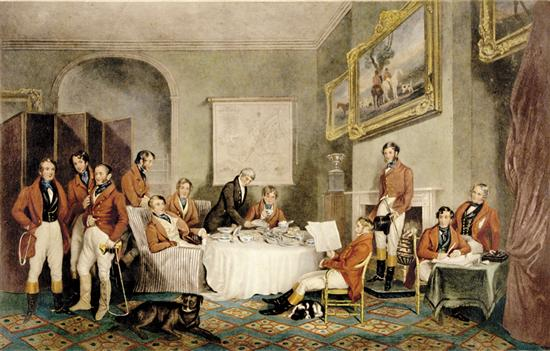 English school 19th century THE MELTON BREAKFASTaquatint framed titled lower