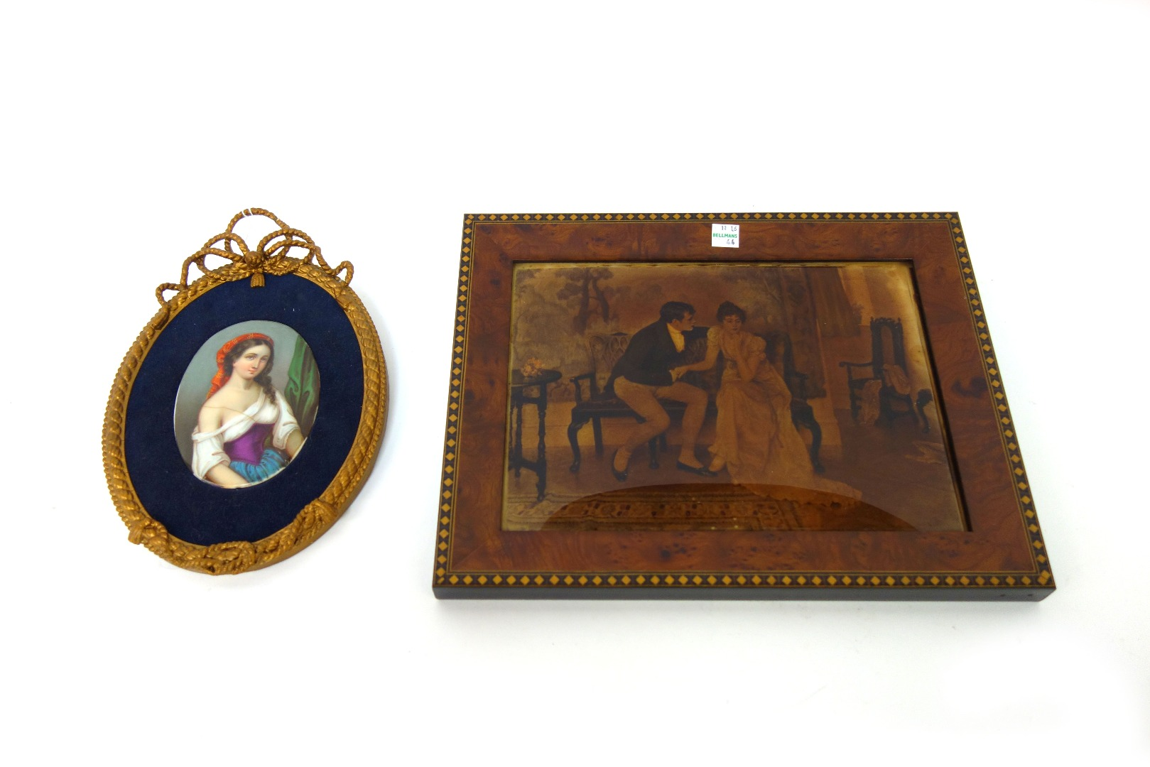 A continental oval porcelain plaque circa 1870 painted with a