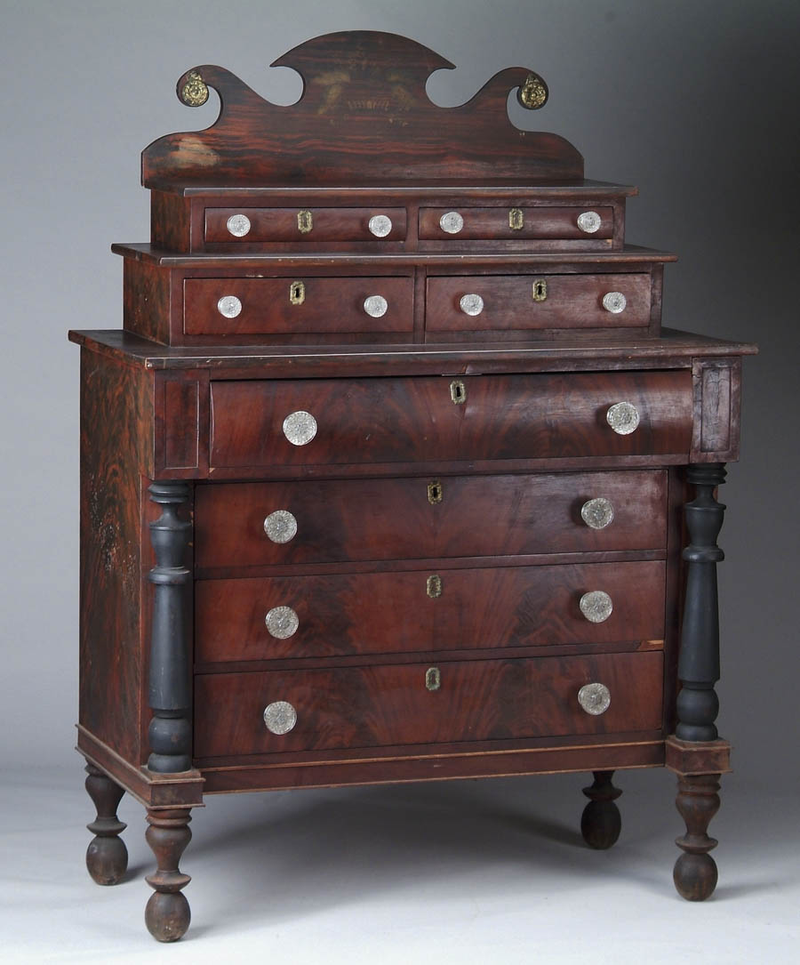 OUTSTANDING STATE OF MAINE CLASSICAL GRAIN PAINTED DOUBLE DECK TOP